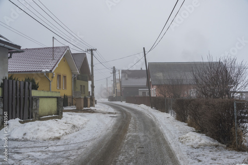Fog morning in Spisske Tomasovce village