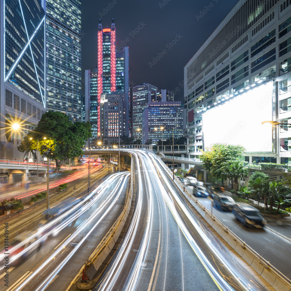 Obraz premium urban street view with cityscape in background.