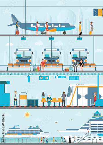 Set of public passenger transport .