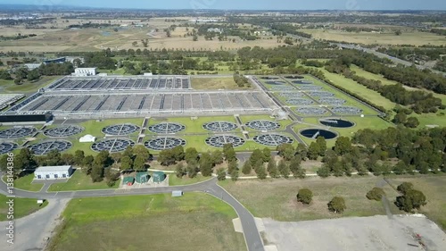 Aerial video of a huge water treatment plant photo