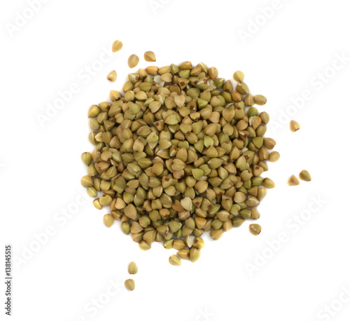 Heap of Dry Green Buckwheat Grain Isolated