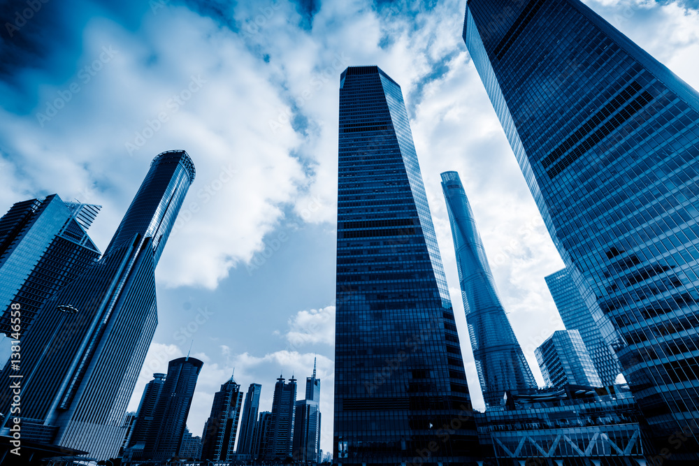 Naklejka premium landmarks of modern city,financial district in China.