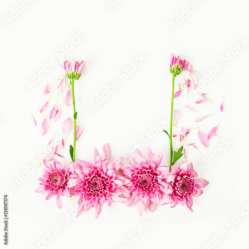 Fototapeta Naklejka Na Ścianę i Meble -  Frame of  pink chrysanthemum flower.