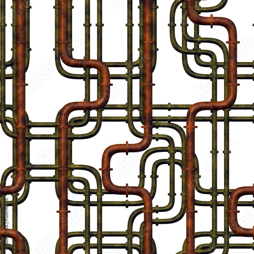 Seamless steampunk pipeline pattern   photo