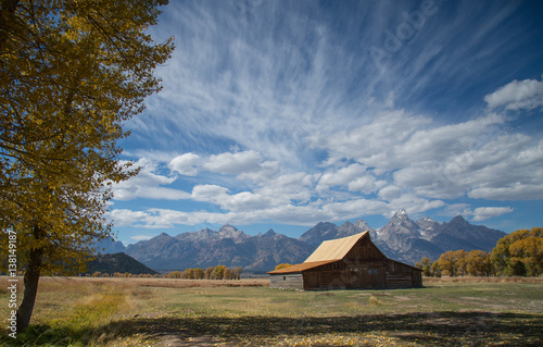 Mormon barn under the clouds