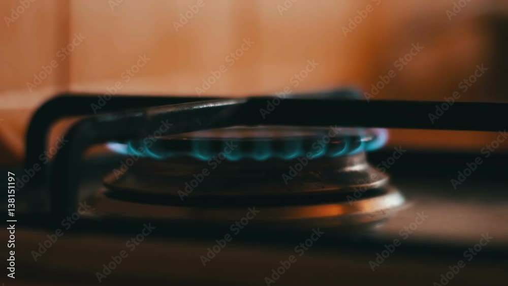 Burning blue flames of a gas stove Burning blue flames of a gas stove