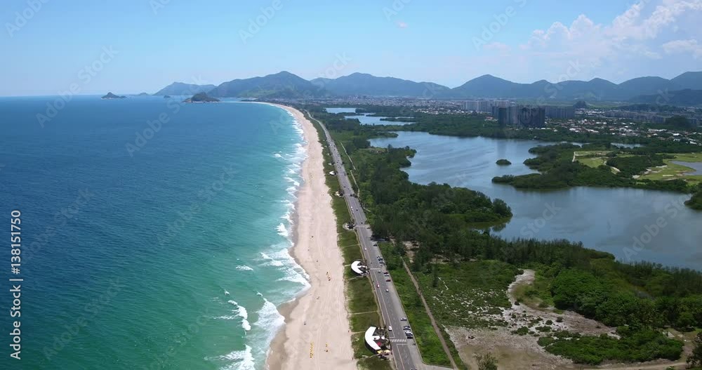 Aerial view of Barra da Tijuca Beach and sandy coastline, Rio de Janeiro, Brazil Aerial view of Barra da Tijuca Beach and sandy coastline, Rio de Janeiro, Brazil