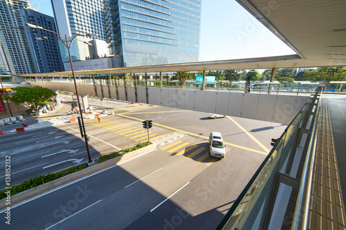 Canvas Print pedestrian bridge leading to the Ampang financial center district in Kuala Lumpu