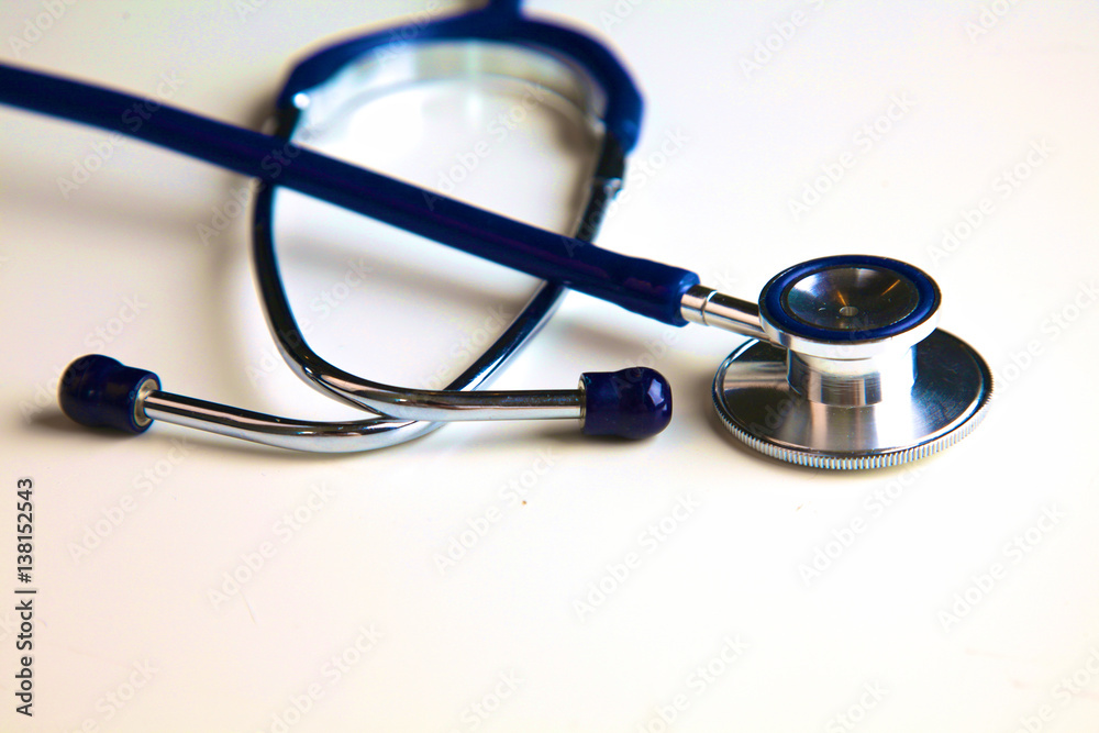 close up medical stethoscope on a white background close up medical stethoscope on a white background