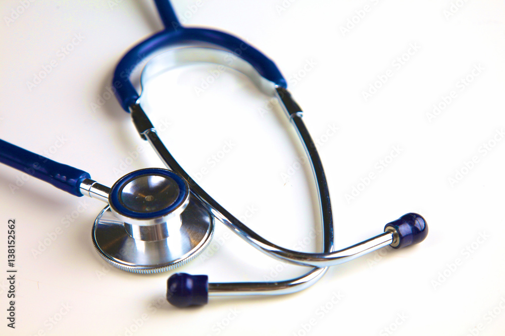 close up medical stethoscope on a white background close up medical stethoscope on a white background