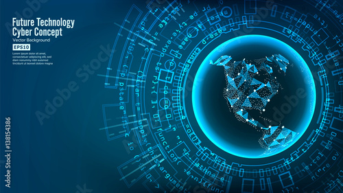 Futuristic Technology Connection Structure. Vector Abstract Background. Future Cyber Concept. Digital System Design