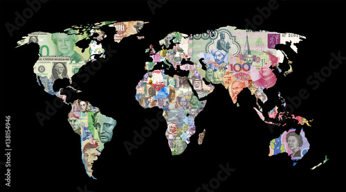 Fototapeta Naklejka Na Ścianę i Meble -  world currency map