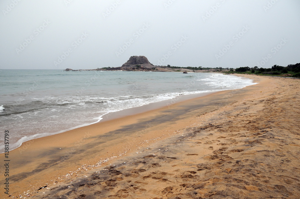 Beach of the Indian ocean on the island of Sri Lanka.