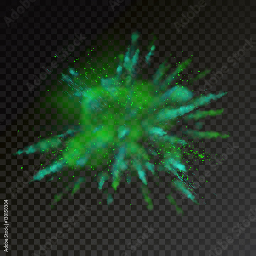Paint powder color explosion on transparent background