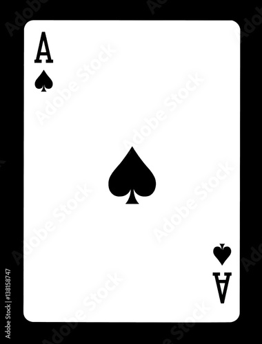 Ace of spades playing card, isolated on black background. photo