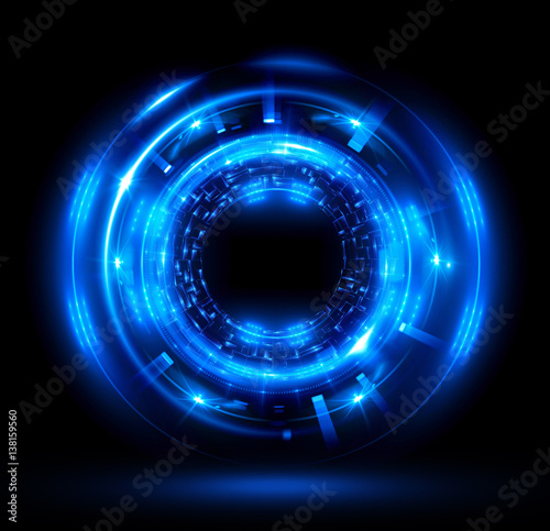 Orb neon rays. luminous hole. Spiral cover. Black neural HUD. Halo around. Power isolated. Sparks particle. Space tunnel. Glossy face. LED color ellipse. Glint gold glitter. Glow clock