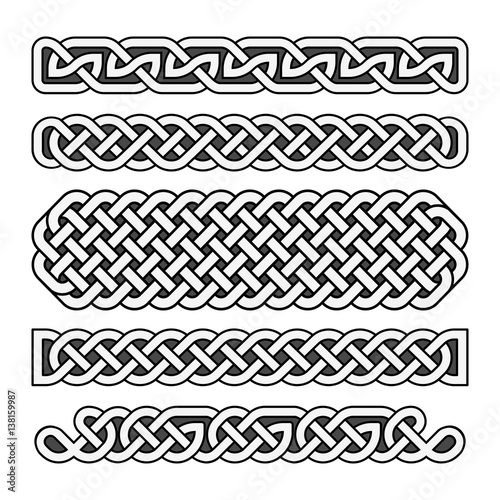 Celtic knots vector medieval borders set in black and white