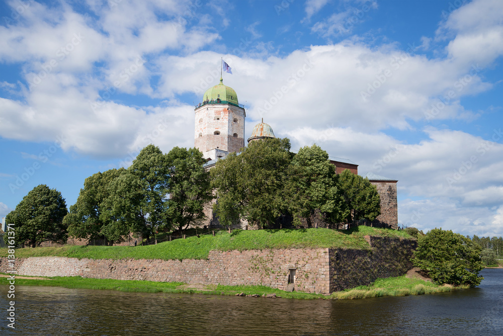 St. Olaf's Tower in the Vyborg castle, sunny August day. Vyborg, Russia