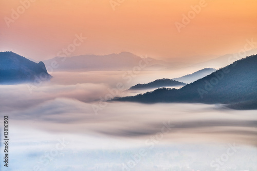 mist and mountain like a oil painting picture