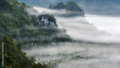 Mountain and morning fog ,Thailand