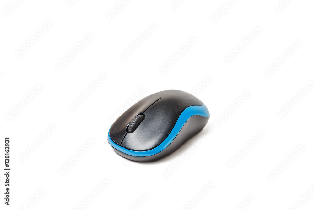 Blue modern wireless mouse isolated Blue modern wireless mouse isolated
