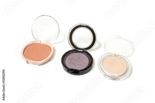 Three Compact powder isolated on white