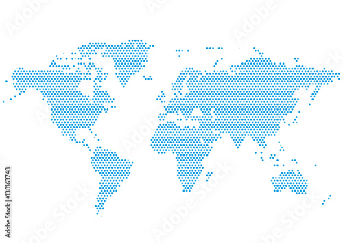 World Continents Map - Dots style illustration