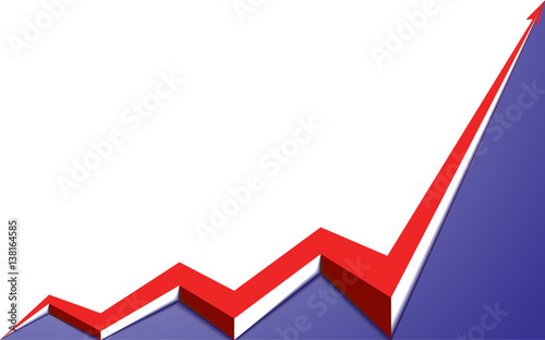 red arrow graph goes up blue background