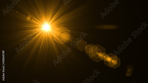 Lens Flare light over Black Background. Easy to add overlay or screen filter over photo