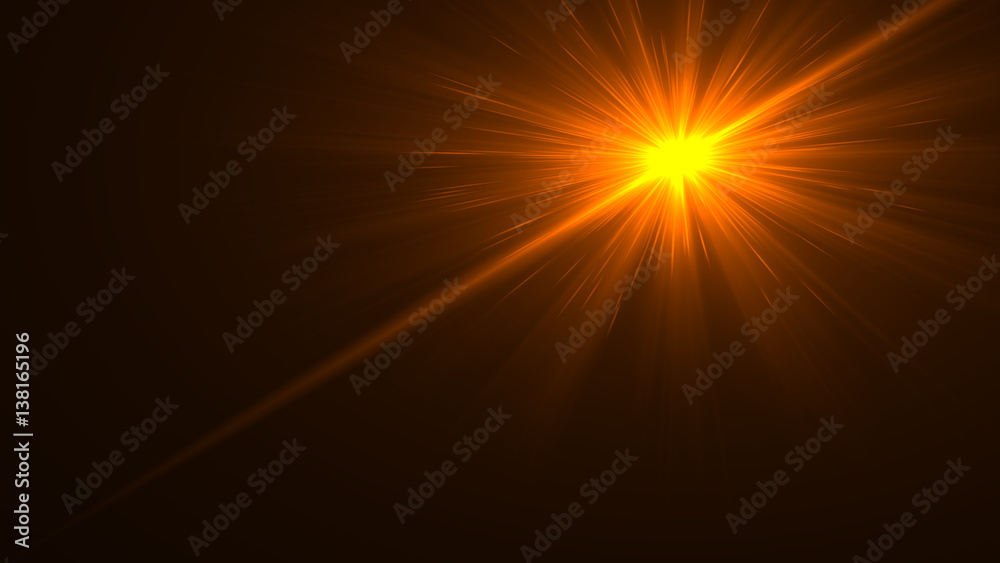 Lens Flare light over Black Background. Easy to add overlay or screen filter over photo