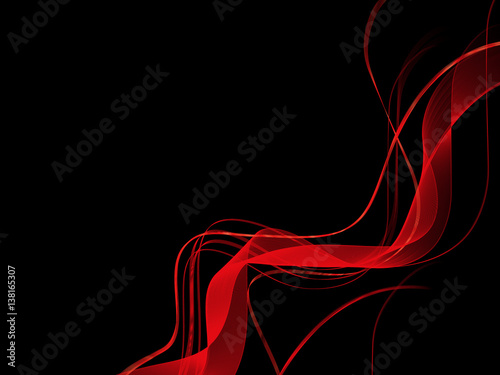 Vector black background with red waves