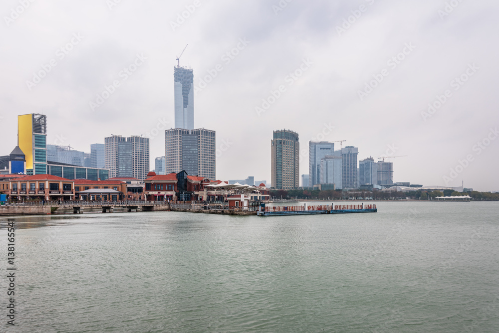 Downtown City skyline along the River in China.
