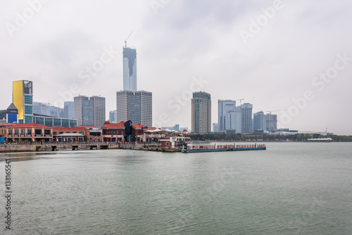 Downtown City skyline along the River in China.