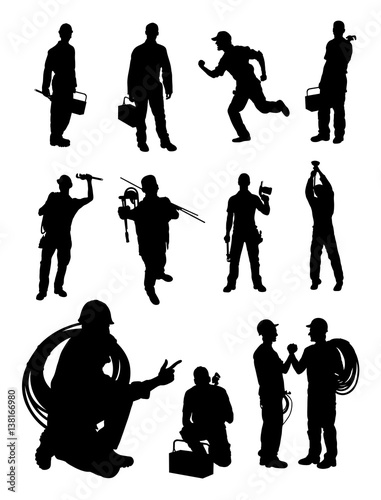 Plumber gesture silhouette. Good use for symbol, logo, web icon, mascot, sign or any design you want.