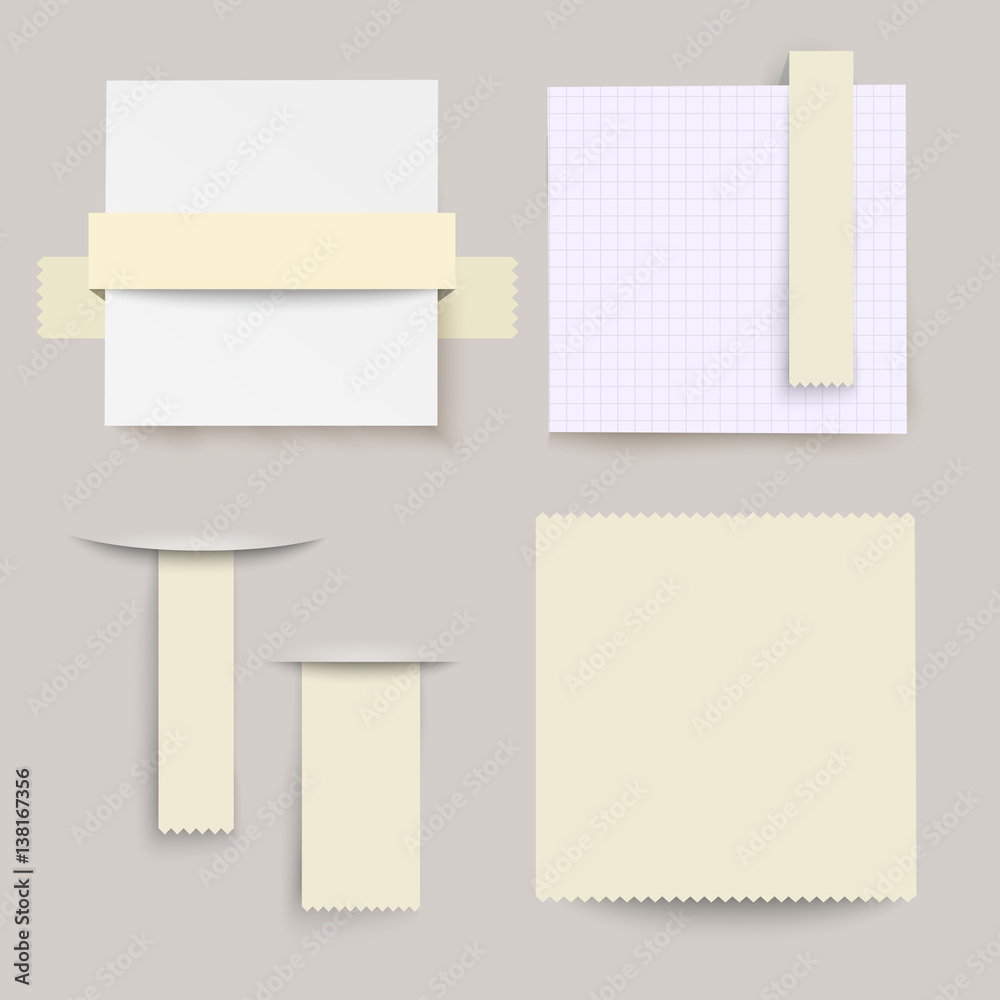 Set of vector note papers and bookmarks. 