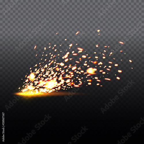 Fotografie, Obraz Fire sparks of metal welding isolated on transparent background