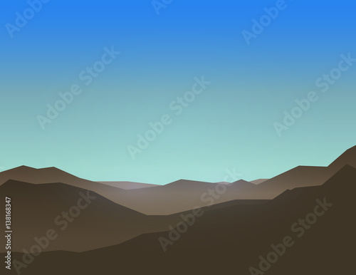 Blue daytime sky over mountain. Vector illustration.