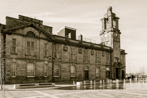 Sunderland Magistrates Court view from Keel Square in Sepia