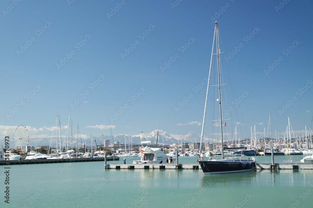 beautiful sailboats in the port