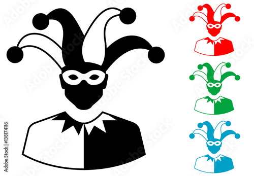 Icono plano silueta arlequín varios colores