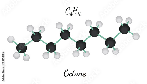 Tableau sur toile C8H18 octane molecule