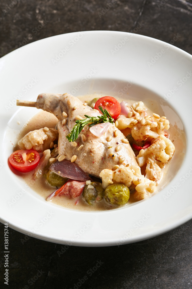 Rabbit Stew with Vegetables and Sour Cream