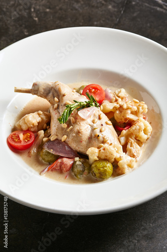 Rabbit Stew with Vegetables and Sour Cream