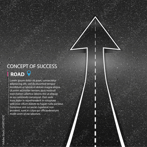 Direction of the way. Asphalt road vector texture. The concept o
