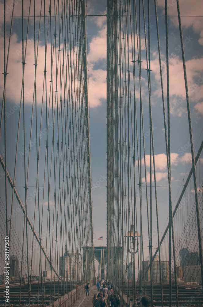 Fototapeta premium New York, Brooklyn bridge,vintage style