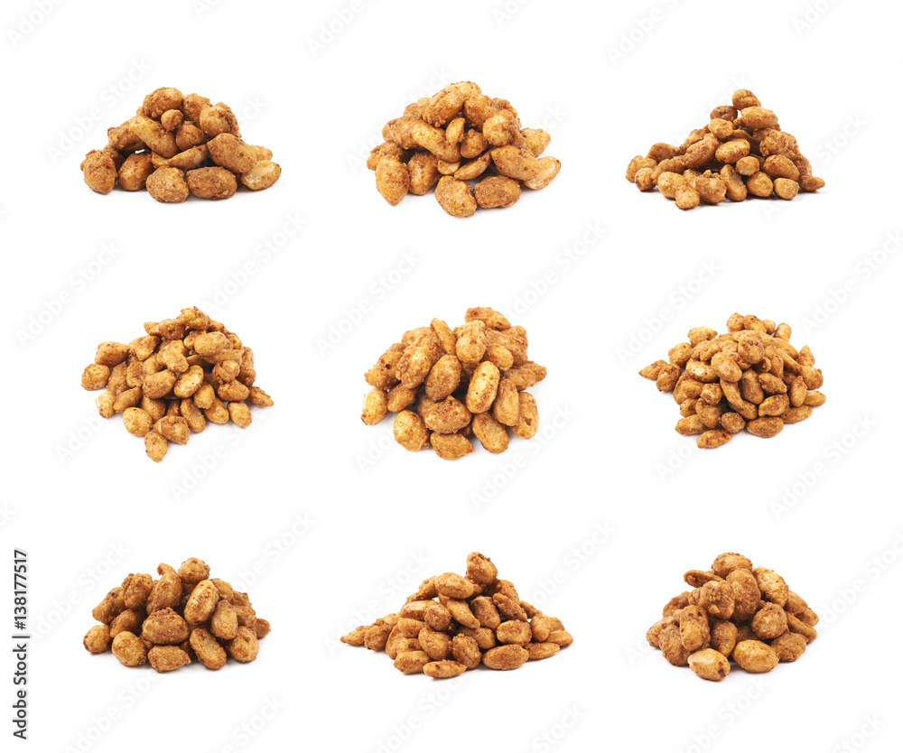 Pile of sugar coated peanuts isolated Pile of sugar coated peanuts isolated