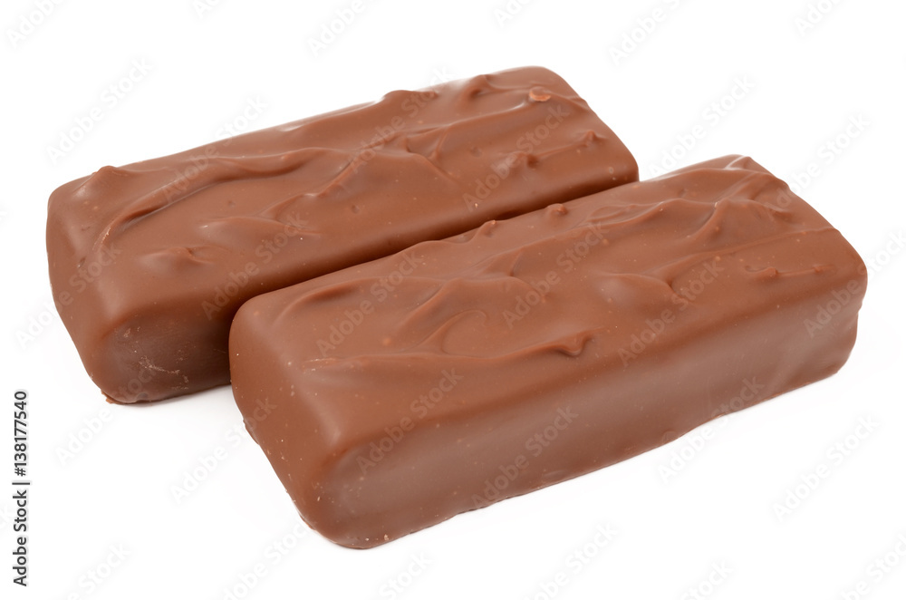Chocolate with caramel on a white background Chocolate with caramel on a white background