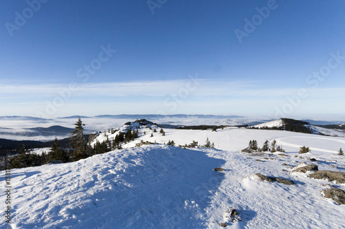 Winter sunny day on the Grosser Arber in Bavaria