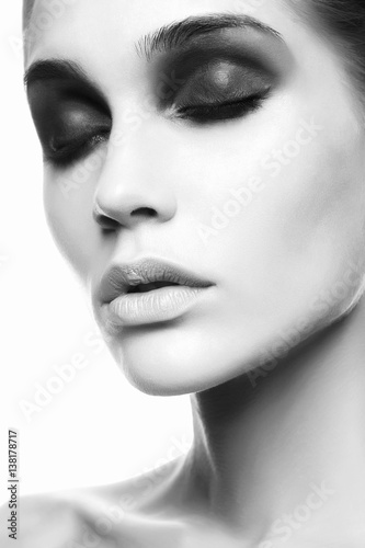 dark eyes shadows make-up.beauty face girl