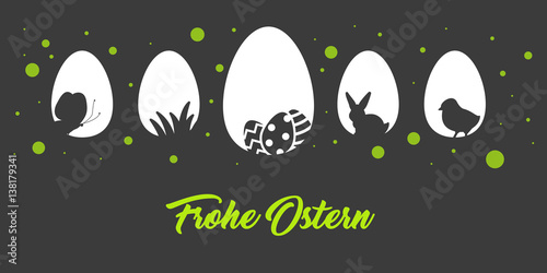 elegante Grußkarte zu Ostern für Geschenk, Danksagung oder Einladung mit Icons